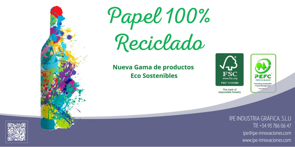 Etiquetas adhesivas papel 100% reciclado- ipe-innovaciones-industria-grafica-sleeves-sostenible